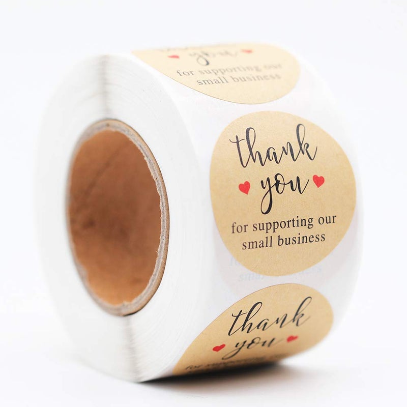 YOGET 1.5'' Thank You for Supporting Our Small Business, Kraft Paper Thank You Stickers, 500 Labels Per Roll - Image 2